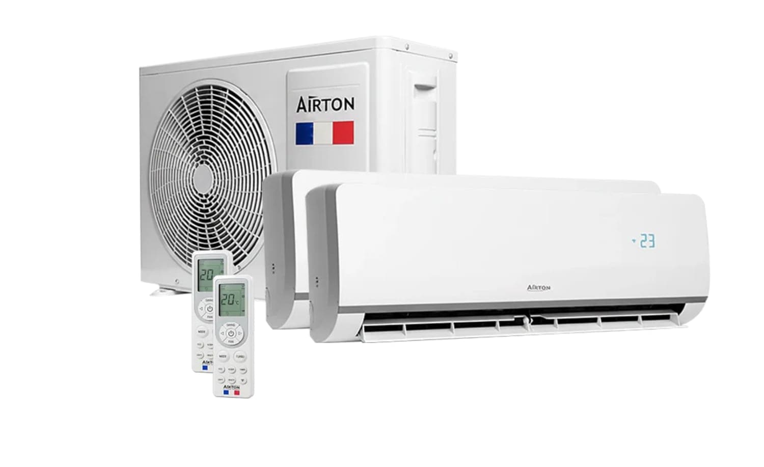 Climatiseur réversible Airton bi-split : deux unités intérieures et un groupe extérieur