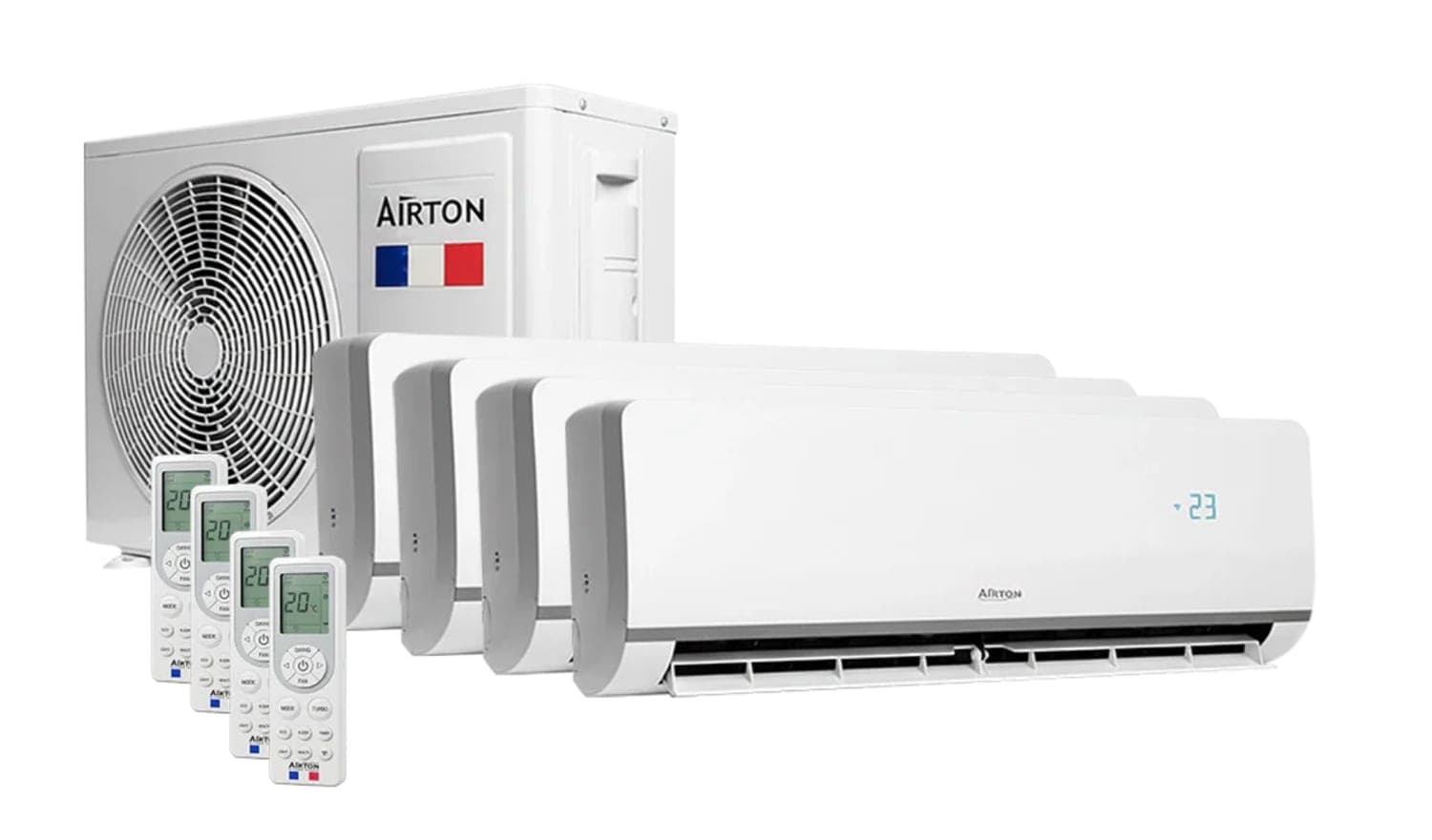 Climatiseur réversible Airton quadri-split : quatre unités intérieures et un groupe extérieur