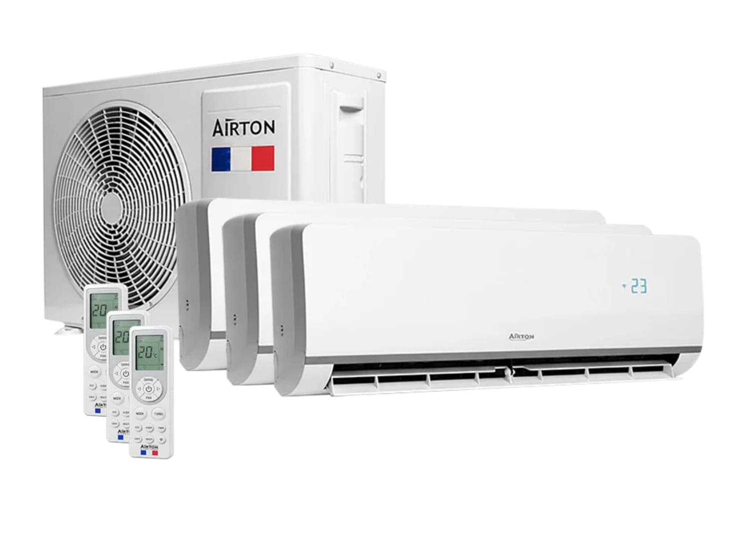 Climatiseur réversible Airton tri-split : trois unités intérieures et un groupe extérieur